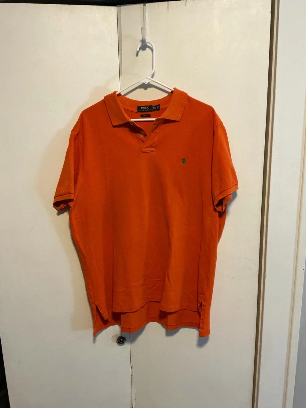 Ralph Lauren Orange Polo with Green Pony Embroidery